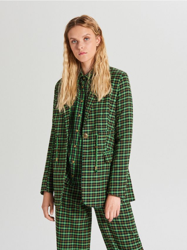 Sacou în carouri - verde - WG329-77X - CROPP