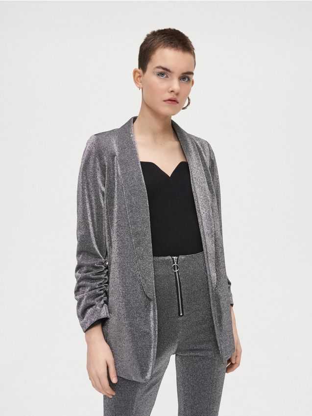 Sacou lung, cu mâneci încrețite - GRI - WG335-85X - CROPP