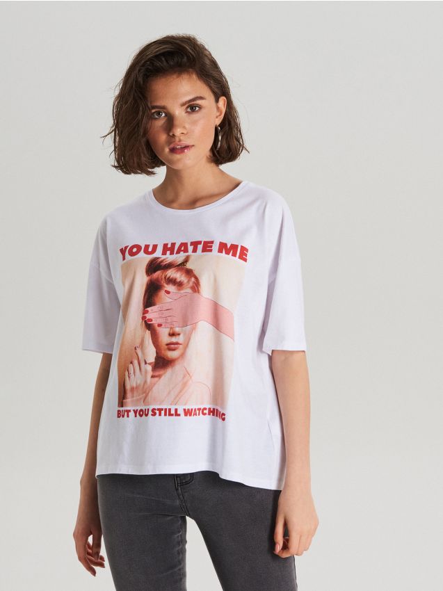 Top with print - white - WH174-00X - CROPP