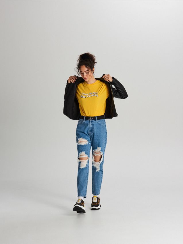 Printed T-shirt - yellow - WH183-17X - CROPP