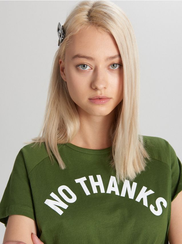 Printed T-shirt - green - WH186-87X - CROPP