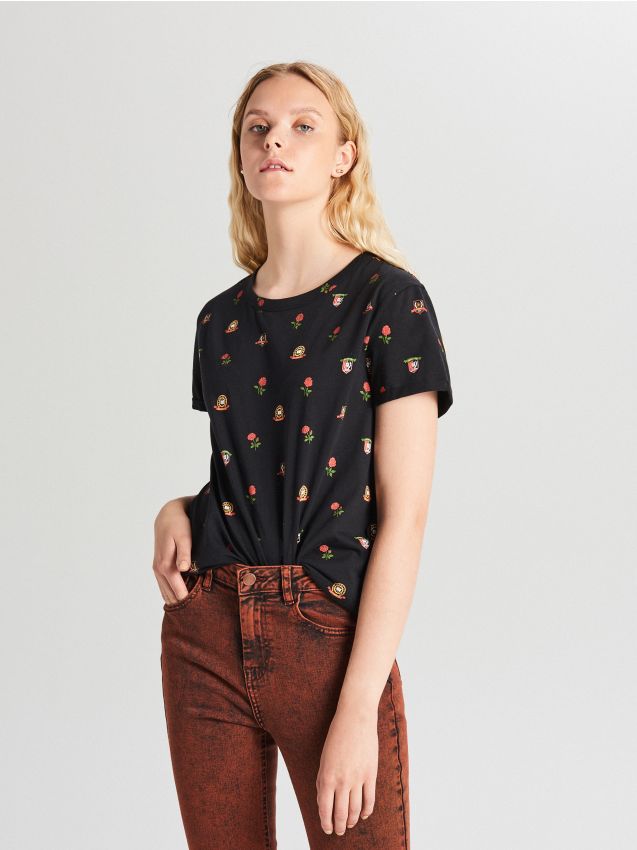 Top with print - purple - WH707-49X - CROPP