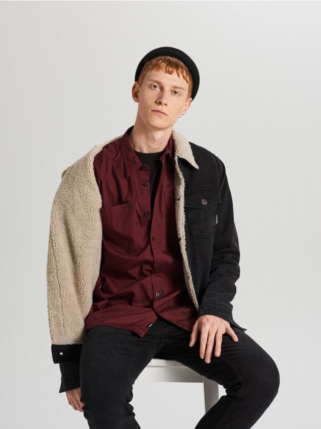 Cămașă cu micro model - maro - WI207-83X - CROPP