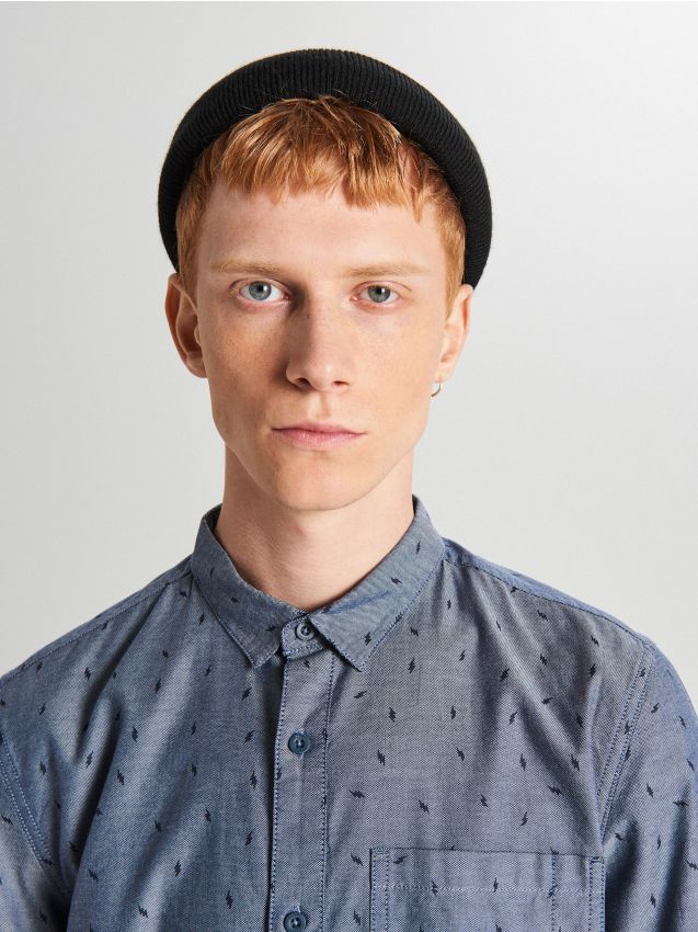 Cămașă cu micro model - bleumarin - WI208-59X - CROPP