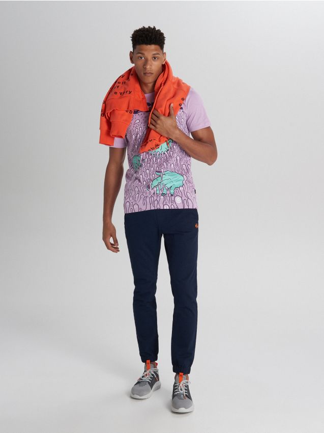 T-shirt with large print - purple - WK848-45X - CROPP