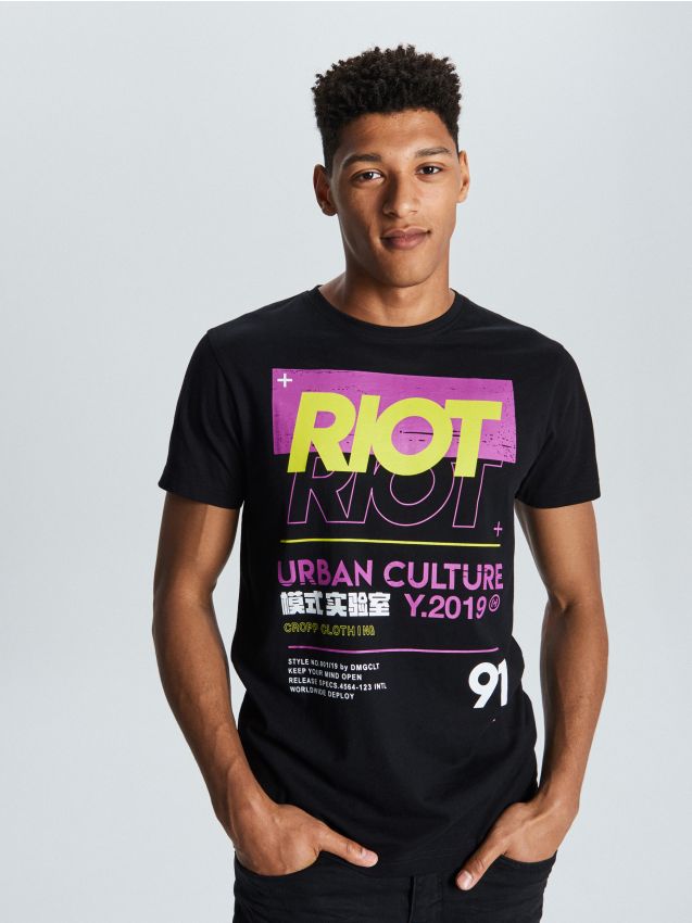 Printed T-shirt - black - WM728-99X - CROPP