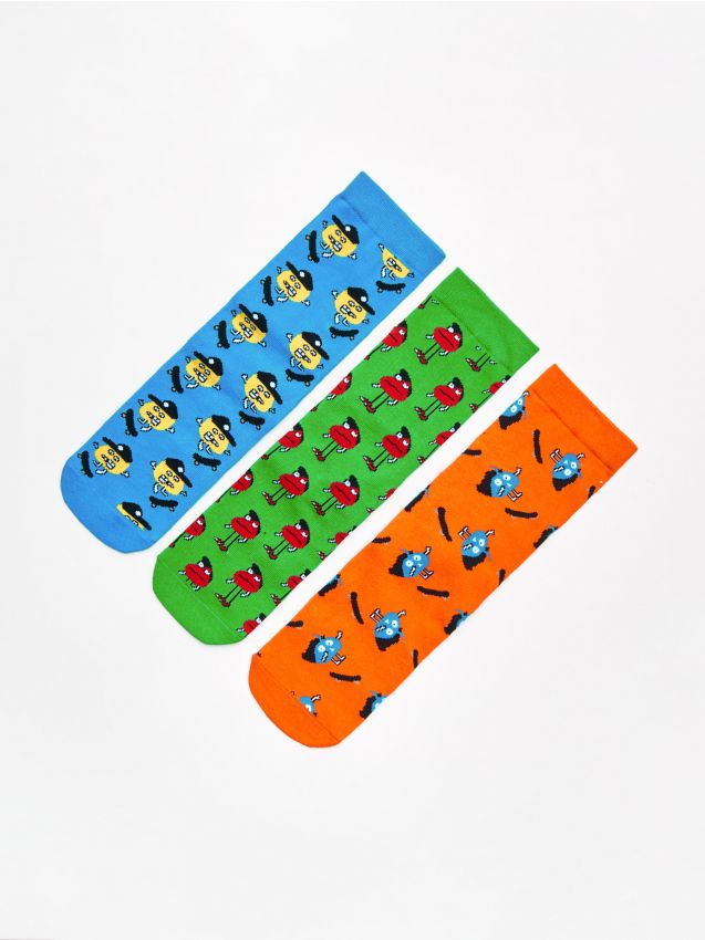 3 pack șosete cu imprimeu - portocaliu - WP274-23X - CROPP