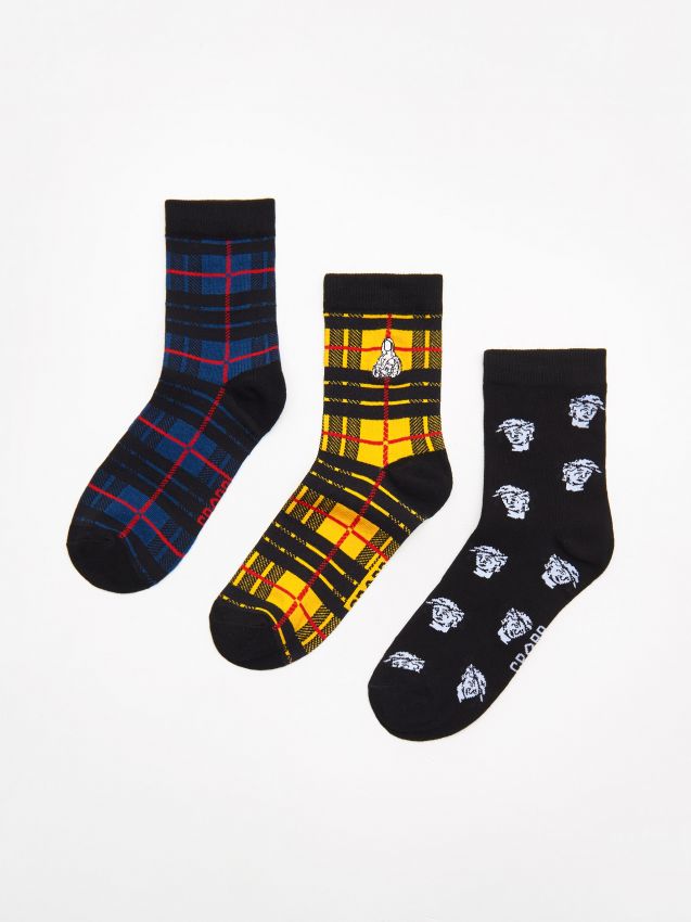 3-pack printed socks - black - WP274-99X - CROPP