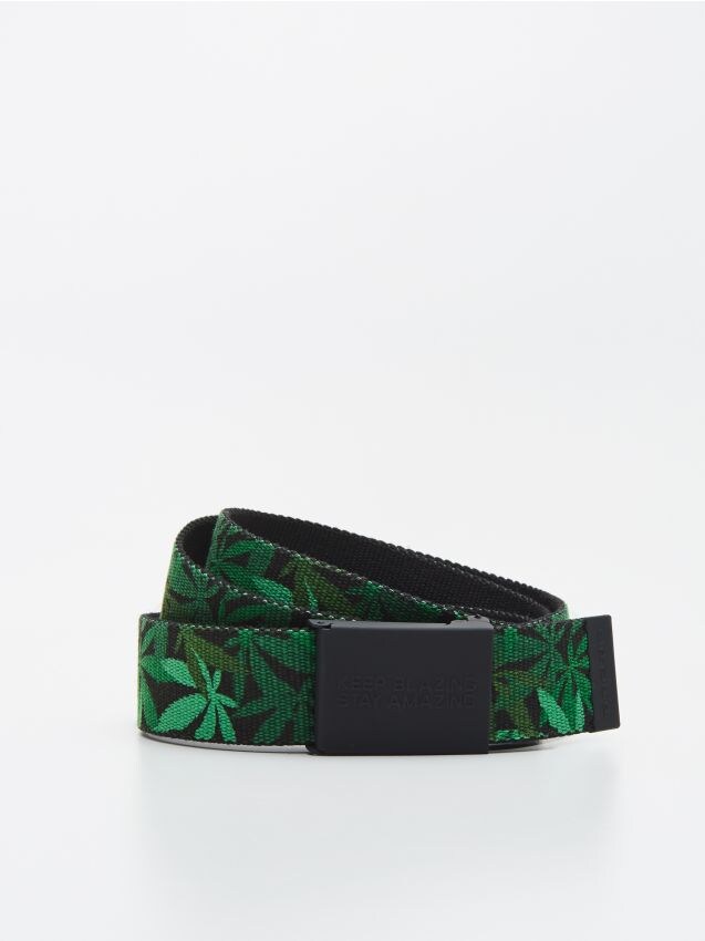 Webbing belt with print - green - WP527-77X - CROPP