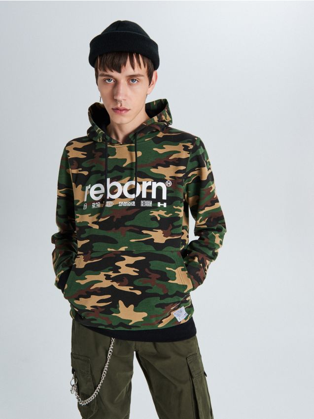 Camo hoodie  - beige - WR629-80X - CROPP