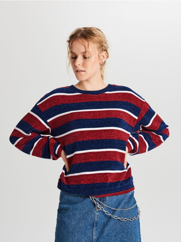 Pulover în dungi - bleumarin - WR726-59X - CROPP