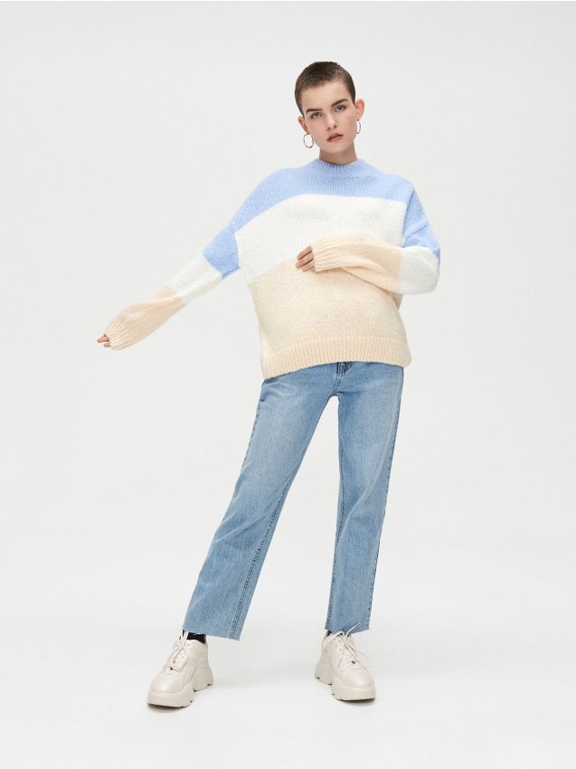 Pulover larg - fildeș - WR730-02X - CROPP