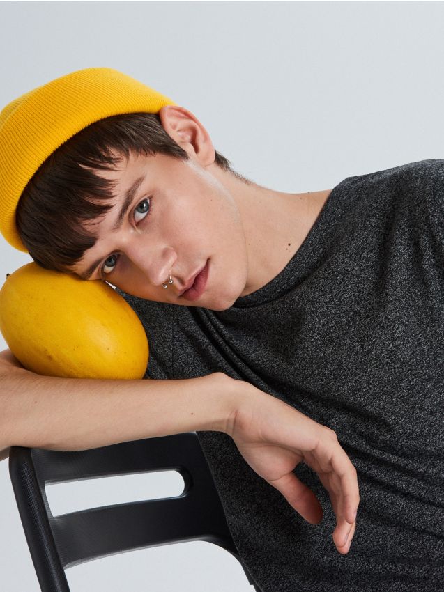 Melange basic T-shirt - grey - WS396-90M - CROPP