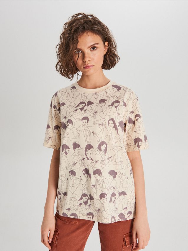 We Are Creators all over T-shirt - beige - WS799-08X - CROPP