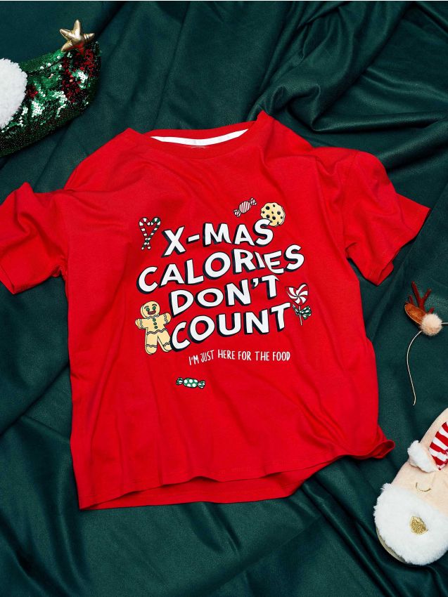 Christmas T-shirt with print - red - WS808-33X - CROPP