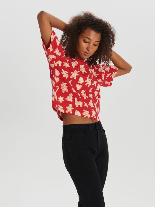 Christmas all over T-shirt - white - WS809-00X - CROPP