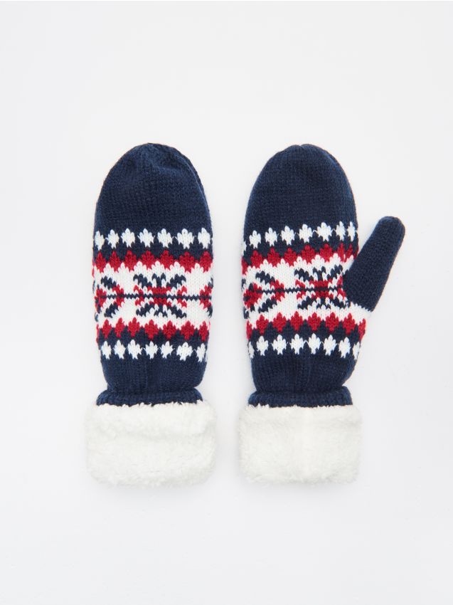Mitene cu model de iarnă - albastru - WT354-55X - CROPP
