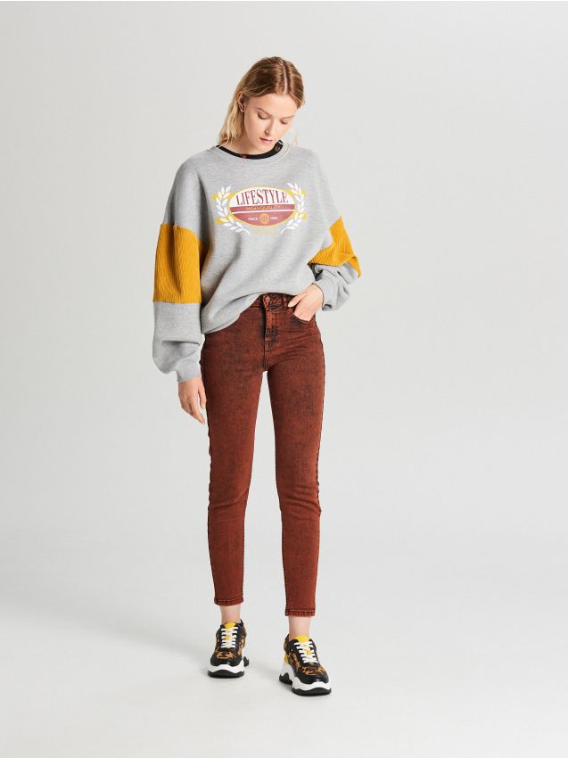 Blugi cu talie medie - maro - WT531-88J - CROPP