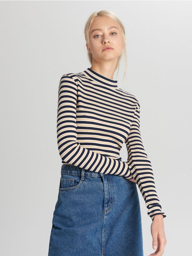 Bluză tip maletă - bleumarin - WZ195-59X - CROPP