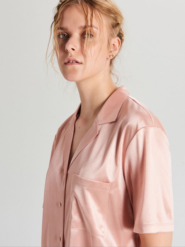 Cămașă din satin - roz - WZ883-03X - CROPP