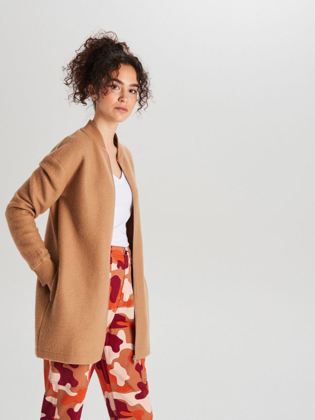 Bluză lungă - bej - XB552-80X - CROPP