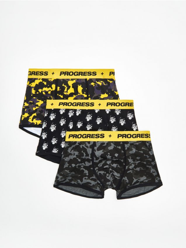 Set de 3 perechi de boxeri cu imprimeu integral - galben - XC826-11X - CROPP