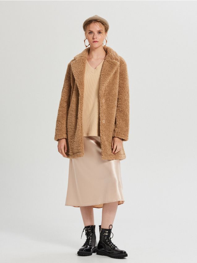 Bluză oversized cu mâneci clopot - bej - XD383-12X - CROPP