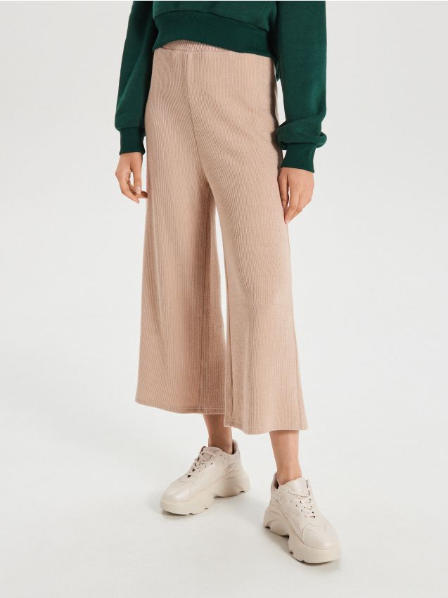 Pantaloni Culottes cu talie înaltă - fildeș - XE044-02X - CROPP