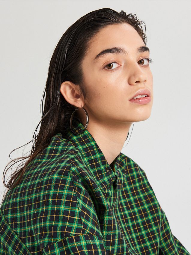 Cămașă în carouri - verde - XF609-76X - CROPP