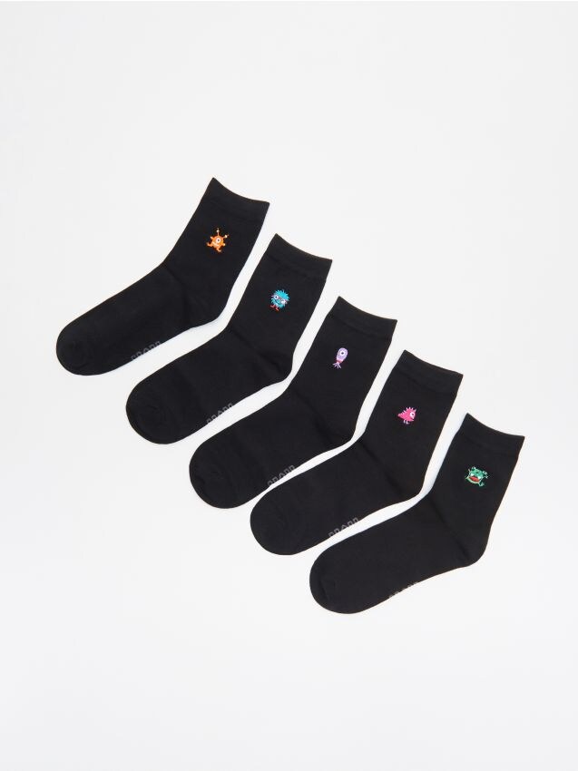 Pack of 5 pairs of socks - black - XH520-99X - CROPP