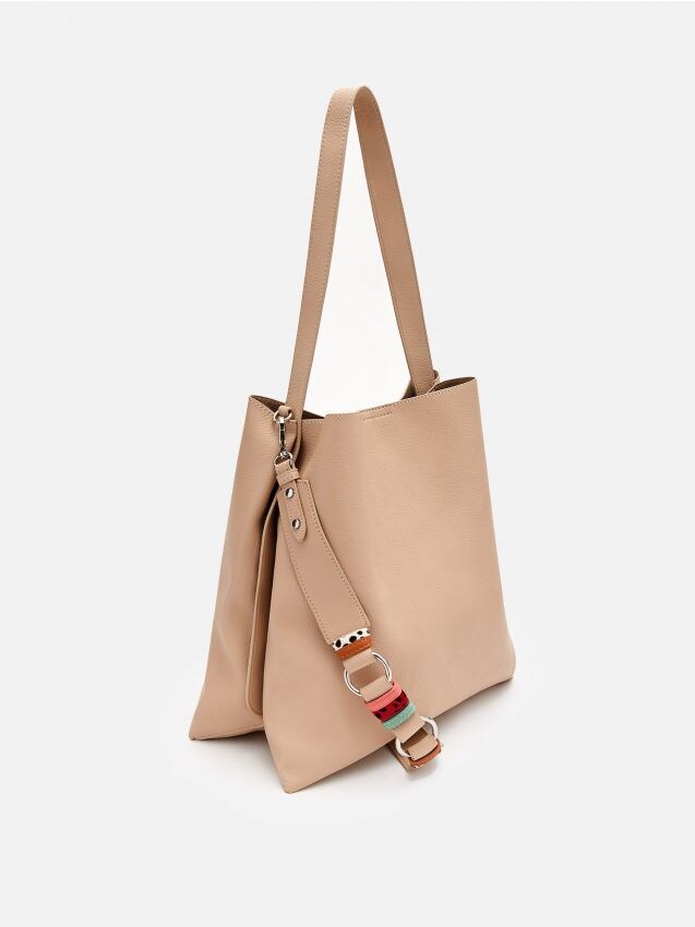 Geantă shopper cu bretea opțională - bej - XJ298-08X - CROPP