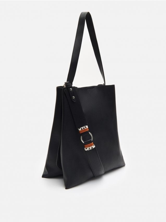 Geantă shopper cu bretea opțională - negru - XJ298-99X - CROPP