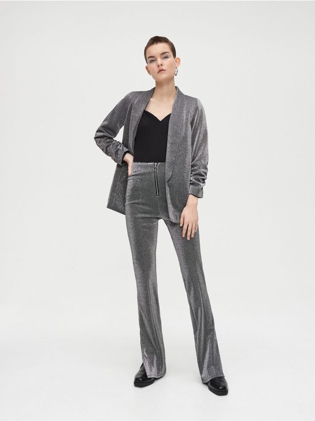 Pantaloni cu crăpături laterale - GRI - XK973-09X - CROPP