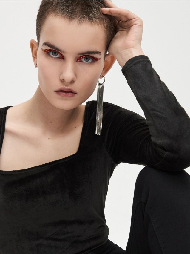 BLUZĂ PENTRU FEMEI - negru - XL222-99X - CROPP