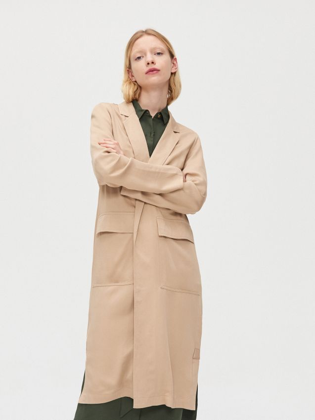Palton lung - bej - XL556-08X - CROPP