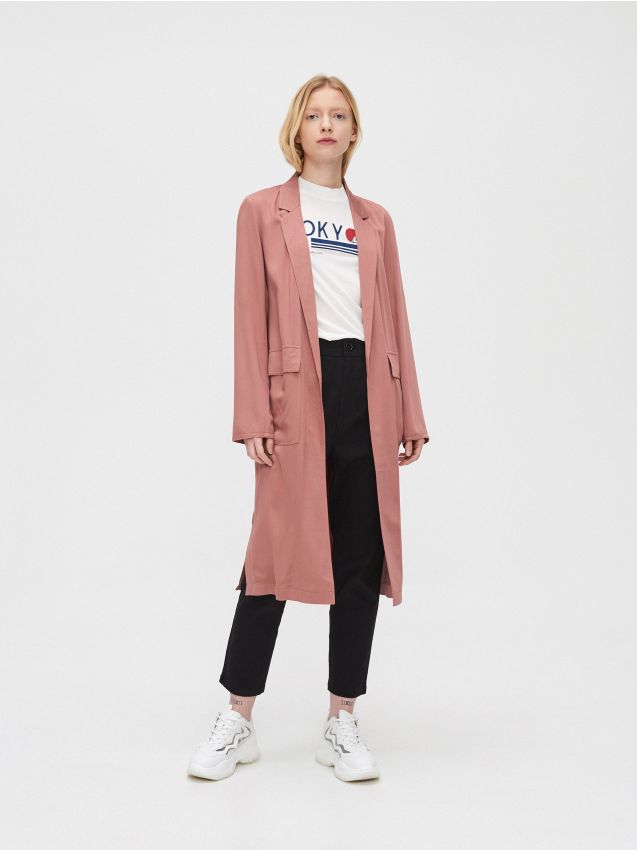 Palton lung - roz - XL556-39X - CROPP