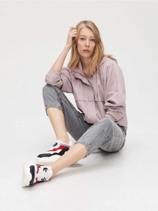 Geacă bomber cu glugă - roz - XL595-39X - CROPP