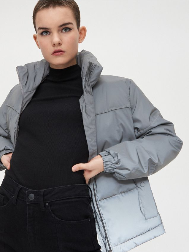 Reflective puffer jacket - grey - XL604-90X - CROPP