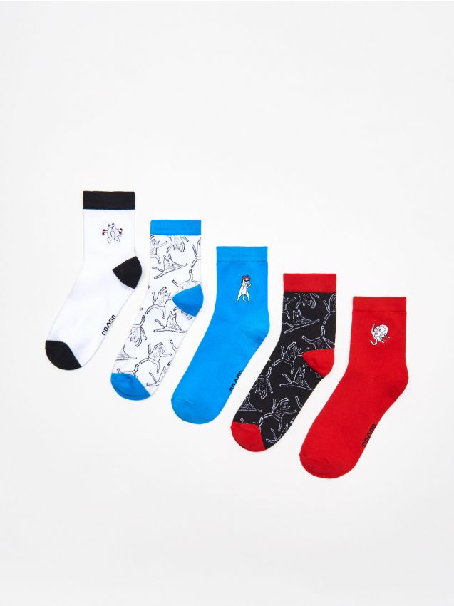 Pack of 5 pairs of socks - blue - XM337-55X - CROPP