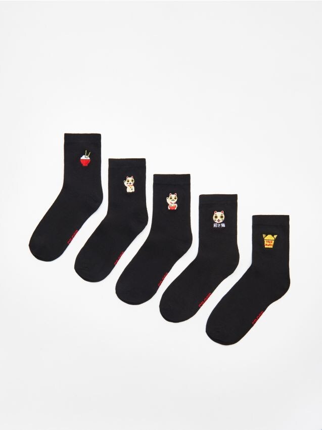 5 pack skarpetek - czarny - XM337-99X - CROPP