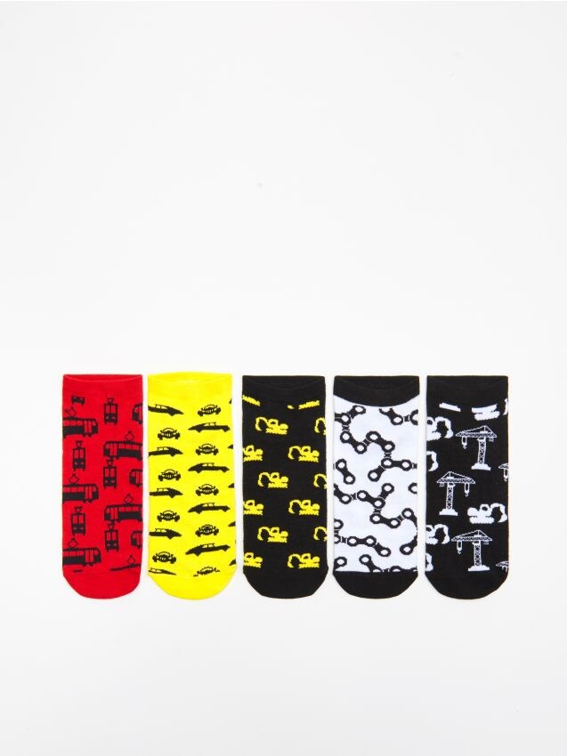 Set de 5 perechi de șosete cu imprimeu - negru - XM338-99X - CROPP