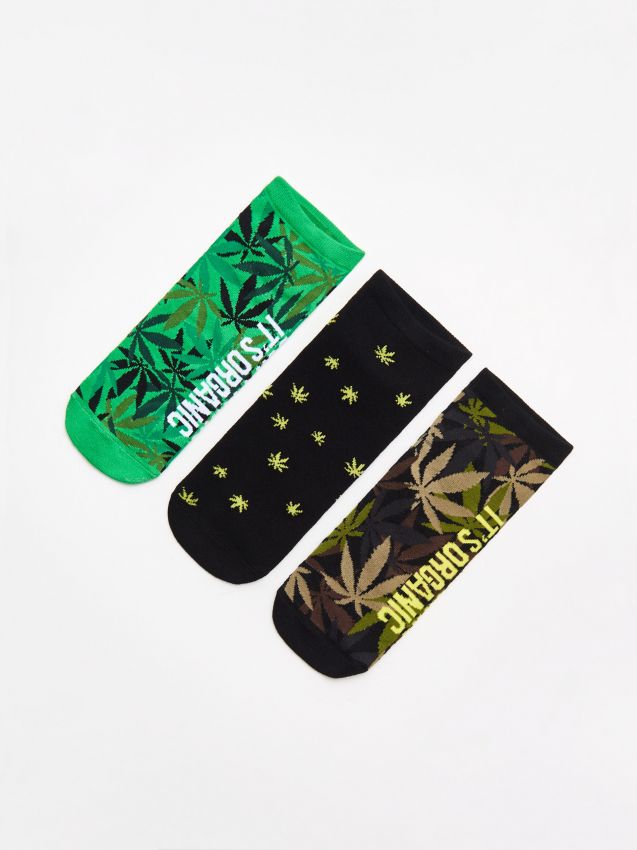  Set de 3 perechi de șosete scurte - verde - XM341-77X - CROPP