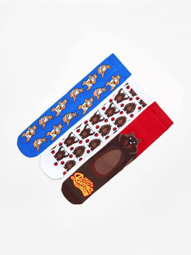3-pack printed socks - red - XM343-33X - CROPP
