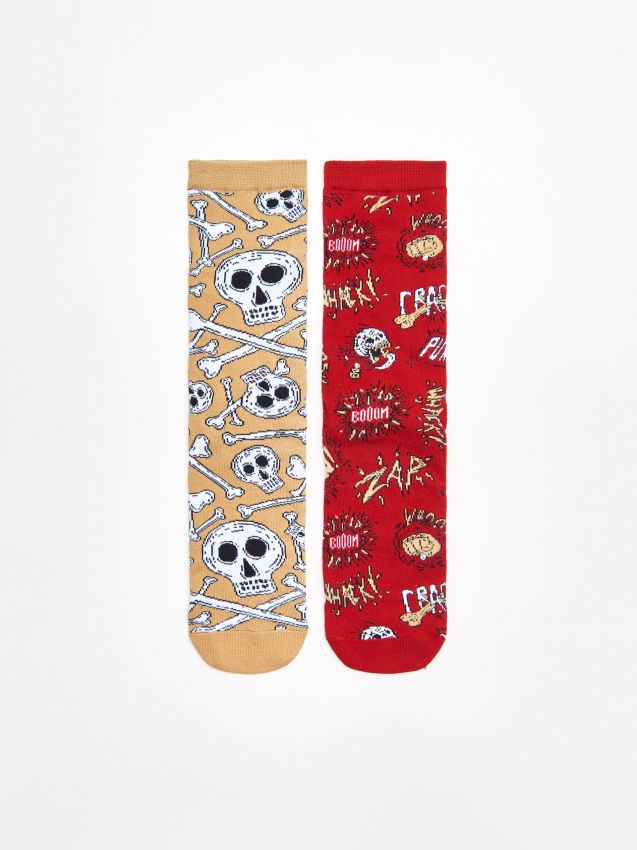 Set de 2 perechi de șosete cu motive - roșu - XM349-33X - CROPP