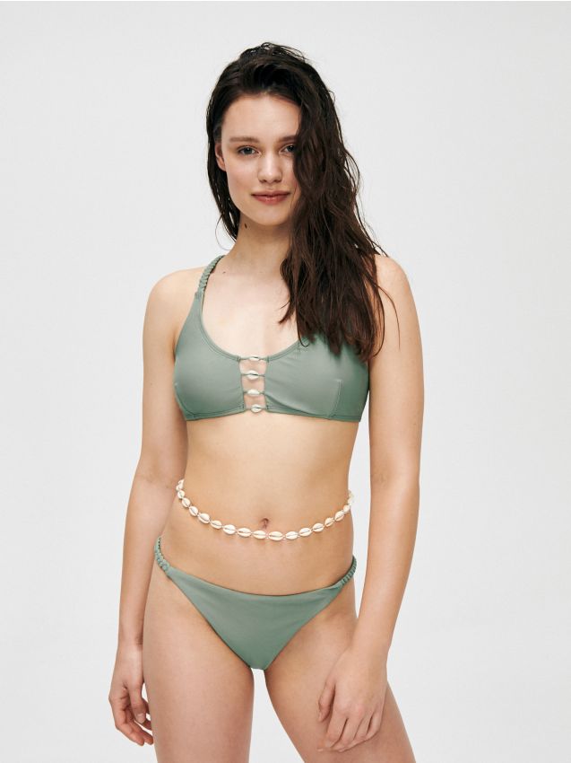 Dwuczęściowy kostium kąpielowy z muszelkami - zielony - XS953-97X - CROPP