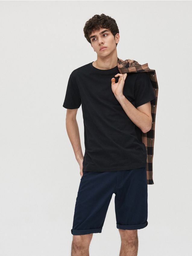 Pantaloni scurți uni  - bleumarin - XT203-59X - CROPP