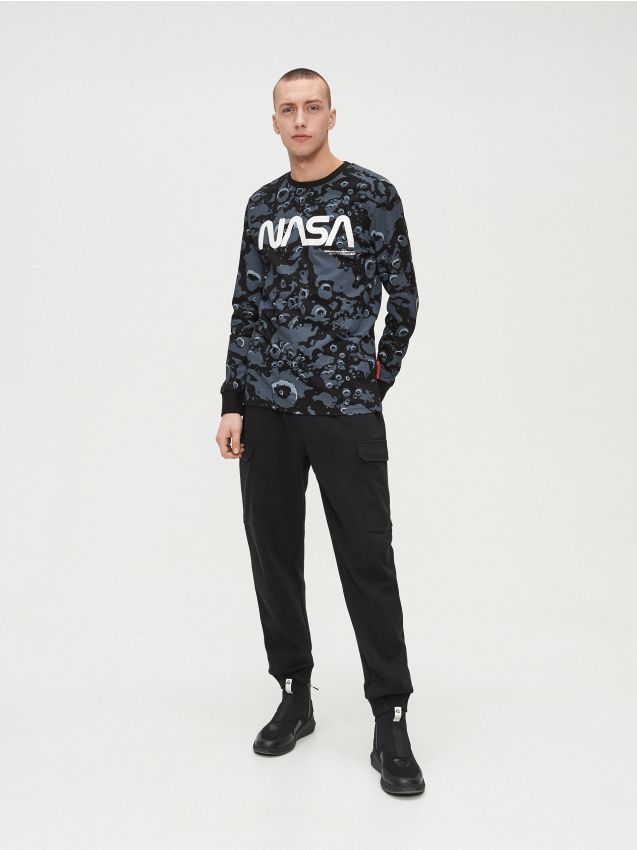 Tricou Nasa cu mânecă lungă - negru - XT500-99X - CROPP