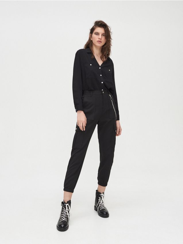 Viscose shirt - black - XV922-99X - CROPP