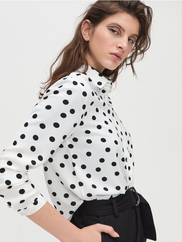 Polka dot shirt - white - XV924-00X - CROPP
