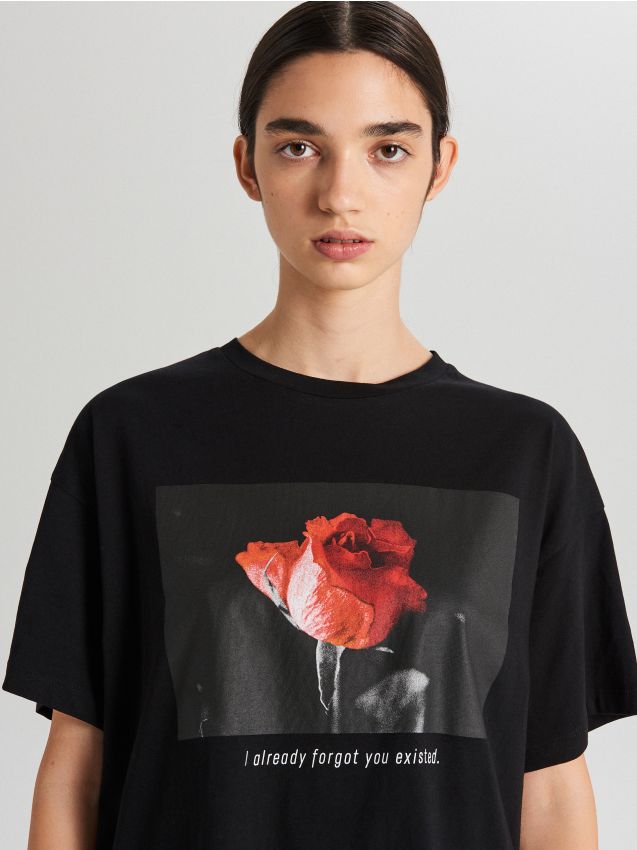 Tricou cu imprimeu - negru - XW004-99X - CROPP